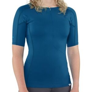 NRS Women's H2Core Rashguard Short Sleeve Shirt Large Poseidon Dark Blue NEW